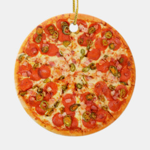 Pepperoni Cheese Pizza Funny Gag Food God Jul Julgransprydnad Keramik