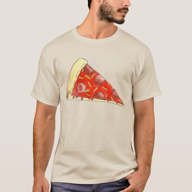 Pepperoni Cheese Pizza NYC Slice Tee Shirt (Framsida)