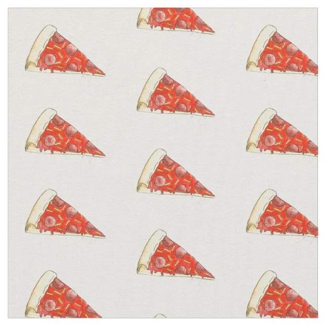 Pepperoni Cheese Pizza Segce Slices Food Fabric Tyg (Närbild)