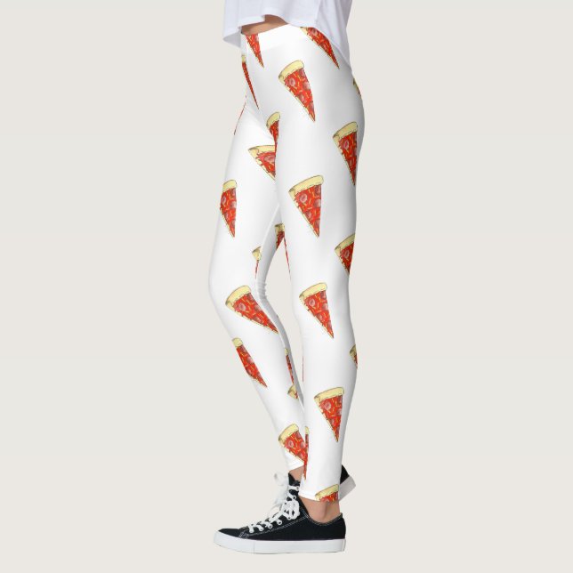 Pepperoni Cheese Pizza Slice Italiana Food Slices Leggings (Vänster)