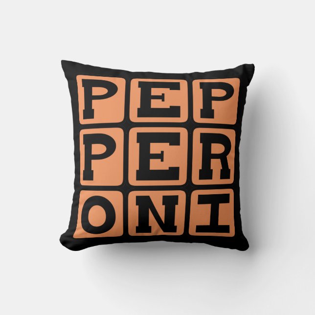 Pepperoni, kött på pizza kudde (Framsida)