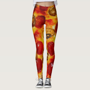 Pepperoni och Mushroom Pizza Leggings