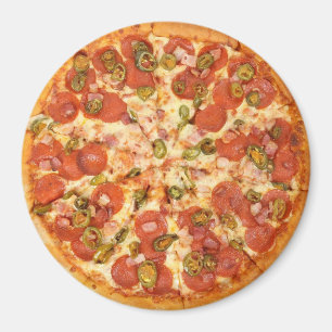Pepperoni och Olive Pizza Refrigerator Magnet