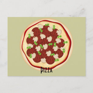Pepperoni och svampar Pizza Recept Card Vykort