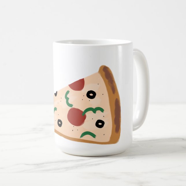 Pepperoni Oliv Och Grön Peppar Pizza Skiva Kaffemugg (Framsida höger)