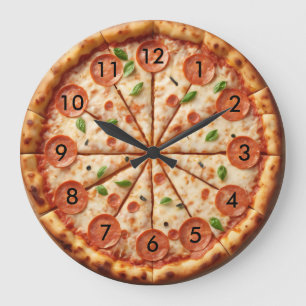 Pepperoni Pizza Clock - italienska Food Pizza o'kl Stor Klocka