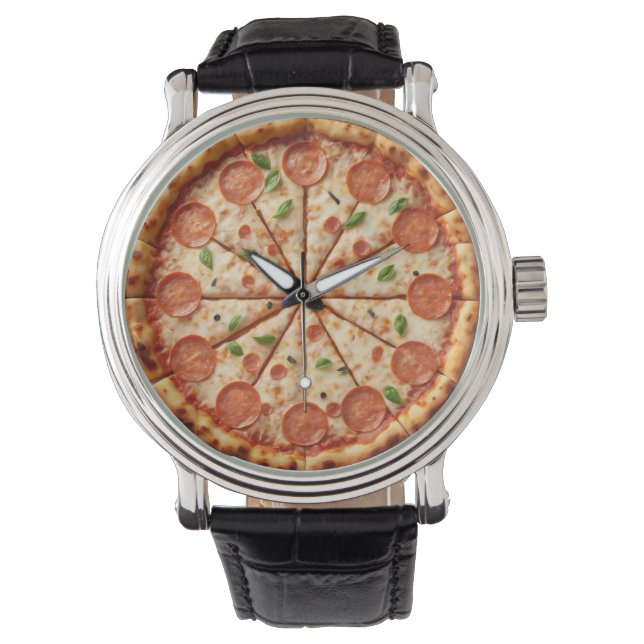 Pepperoni Pizza Clock - Korvhållare för nummer Armbandsur (Framsida)