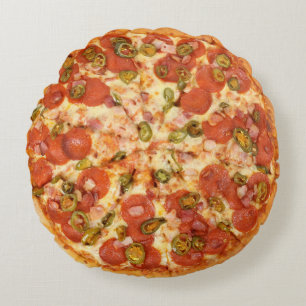 Pepperoni Pizza för Man-Cave Rund Kudde