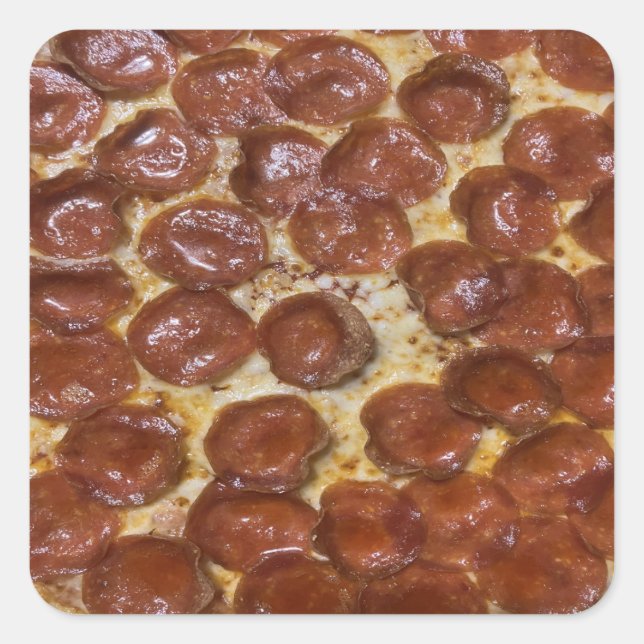 Pepperoni Pizza Fyrkantigt Klistermärke (Framsida)