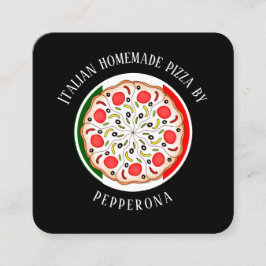 Pepperoni pizza italiensk flagga black professione fyrkantigt visitkort