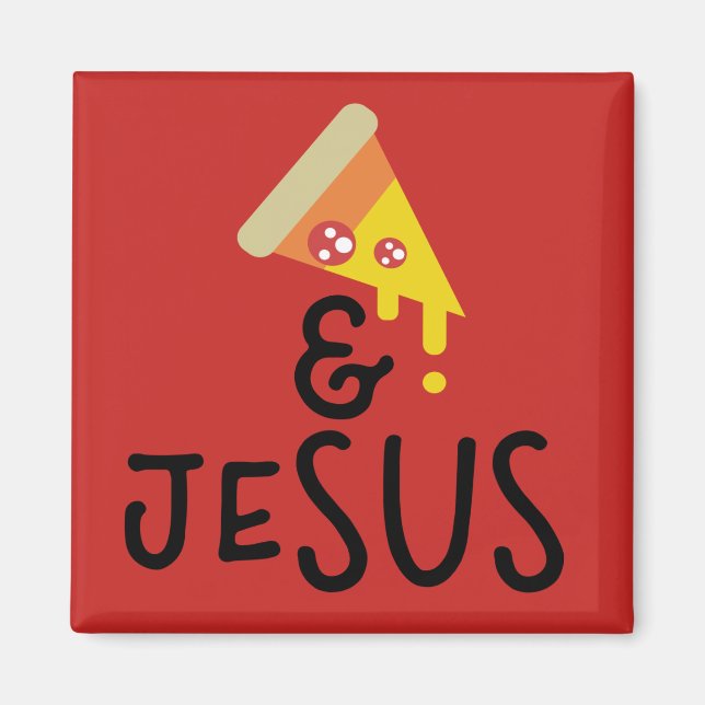 Pepperoni Pizza Jesus Tro Bibel Citat Magnet (Framsidan)