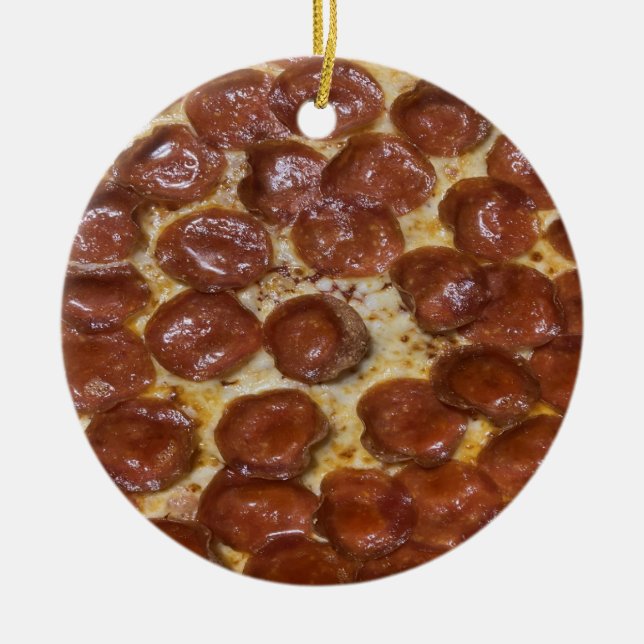 Pepperoni Pizza Julgransprydnad Keramik (Framsidan)