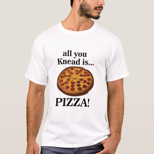 Pepperoni Pizza Mat Rolig T Shirt (Framsida)