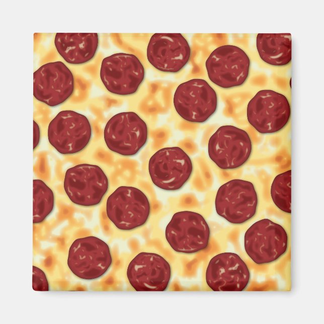 Pepperoni Pizza Mönster Magnet (Framsidan)
