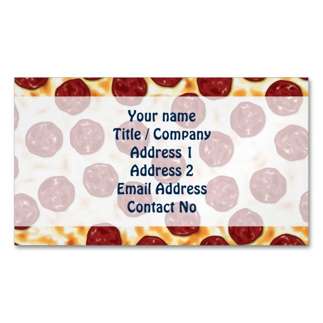 Pepperoni Pizza Mönster Magnetiska Visitkort (Framsida)
