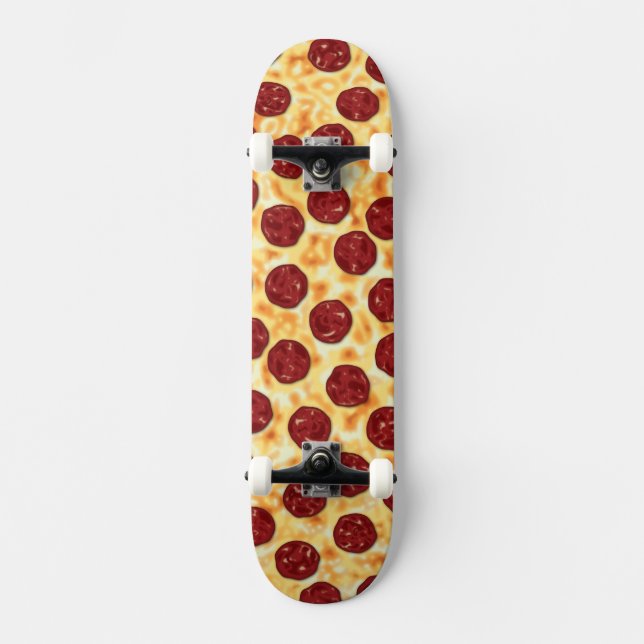 Pepperoni Pizza Mönster Old School Skateboard Bräda 18 Cm (Framsida)