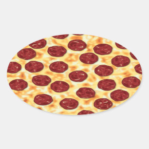 Pepperoni Pizza Mönster Ovalt Klistermärke