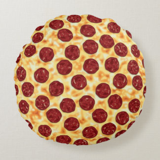 Pepperoni Pizza Mönster Rund Kudde