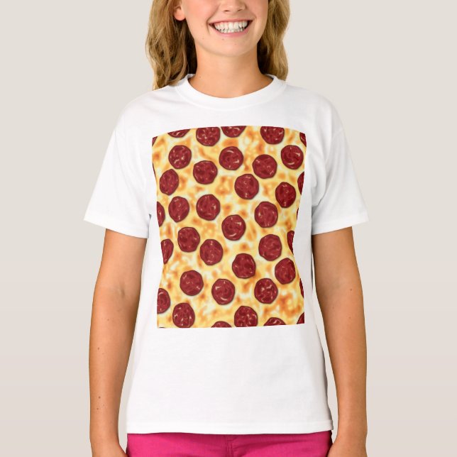 Pepperoni Pizza Mönster T Shirt (Framsida)