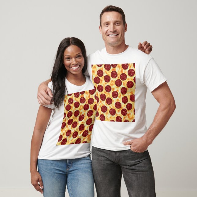 Pepperoni Pizza Mönster Tee Shirt (Unisex)