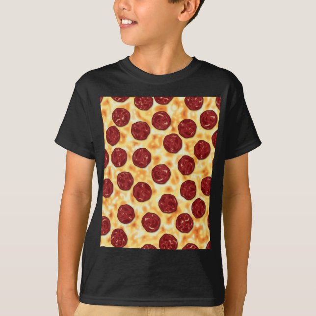 Pepperoni Pizza Mönster Tee Shirt (Framsida)