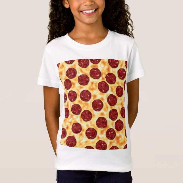 Pepperoni Pizza Mönster Tee Shirt (Framsida)