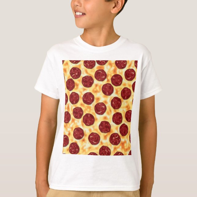 Pepperoni Pizza Mönster Tee Shirt (Framsida)