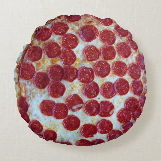 Pepperoni Pizza Photo Rund Kudde (Framsidan)