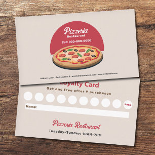 Pepperoni Pizza - Pizzeria Restaurant Loyalty Card Visitkort