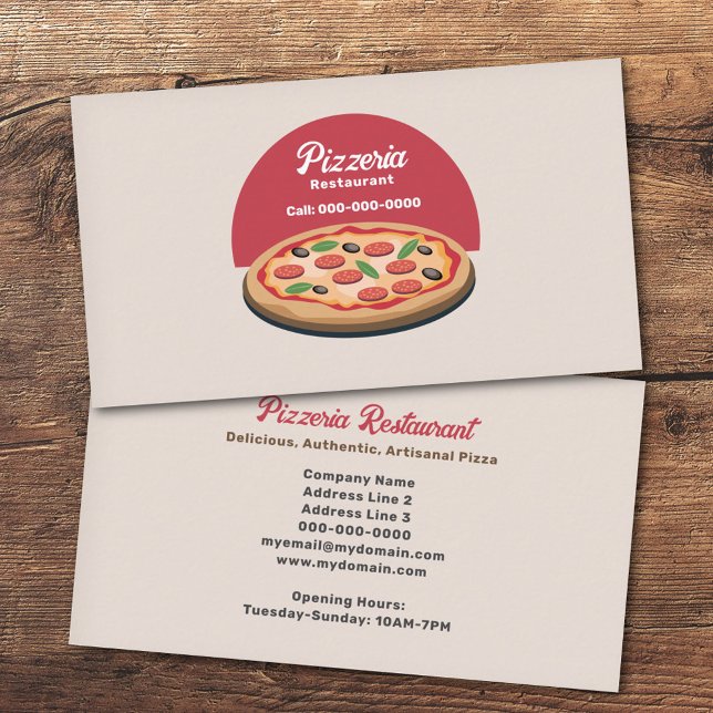 Pepperoni Pizza - Pizzeria Restaurant Visitkort (Pepperoni Pizza - Pizzeria Restaurant Business Card)