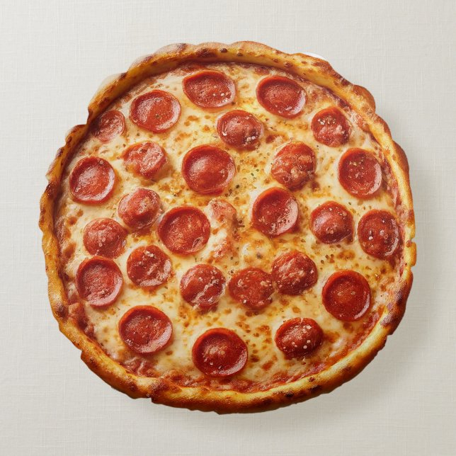 Pepperoni Pizza Round Pillow - Roligt och realism Rund Kudde (Framsidan)