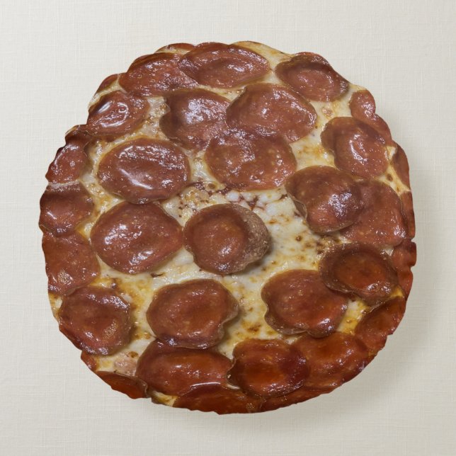 Pepperoni Pizza Rund Kudde (Framsidan)