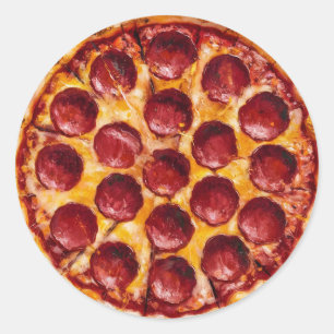 Pepperoni Pizza Runt Klistermärke