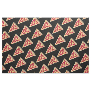 Pepperoni Pizza Segce Mönster på Black Tyg
