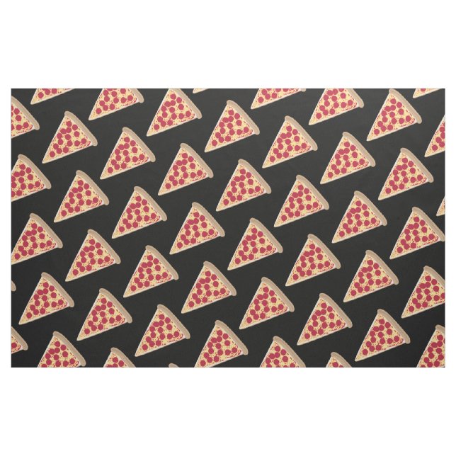 Pepperoni Pizza Segce Mönster på Black Tyg (Fat Quarter)