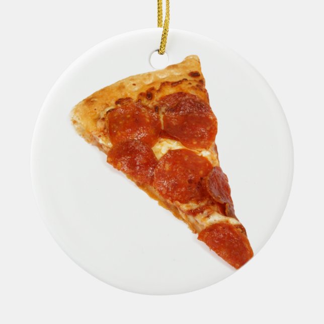 Pepperoni Pizza Slice Julgransprydnad Keramik (Framsidan)