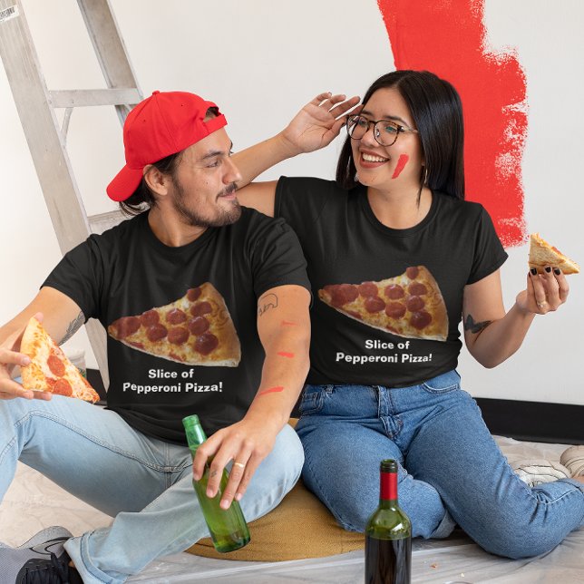 Pepperoni Pizza Slice Mörk Shirt T (Pepperoni Pizza Slice Dark Shirt)