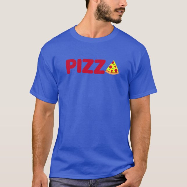 Pepperoni Pizza Slice Typografisk Logotyp T Shirt (Framsida)