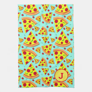 Pepperoni Pizza Slices Foodie Monogrammed Kökshandduk