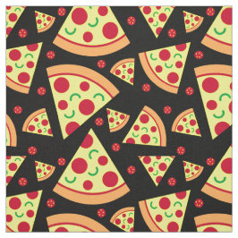 Pepperoni Pizza Slices Roligt Food Mönster Black Tyg