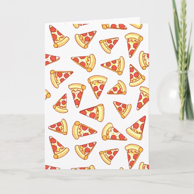 Pepperoni Pizza Teckning Mönster-gratulationskort Kort (Framsida)