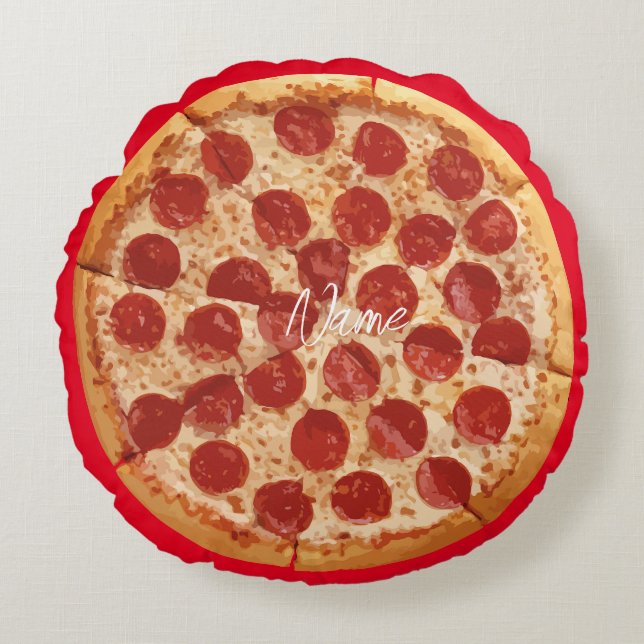 Pepperoni Pizza Thunder_Cove Rund Kudde (Framsidan)