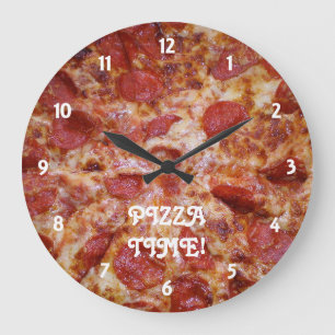 Pepperoni Pizza Time Clock Stor Klocka