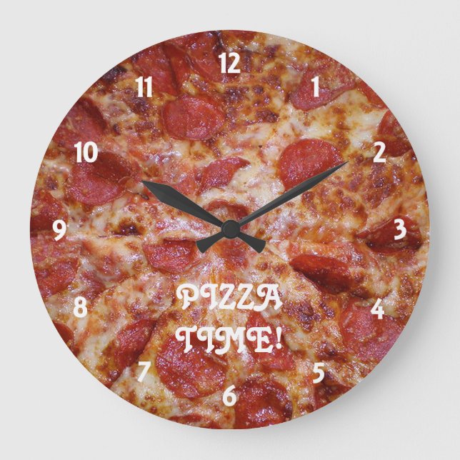 Pepperoni Pizza Time Clock Stor Klocka (Framsida)