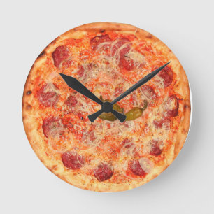 Pepperoni Pizza Time Rund Klocka