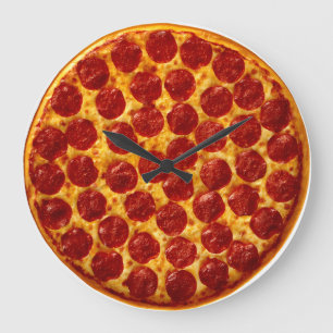 Pepperoni Pizza Time Stor Klocka