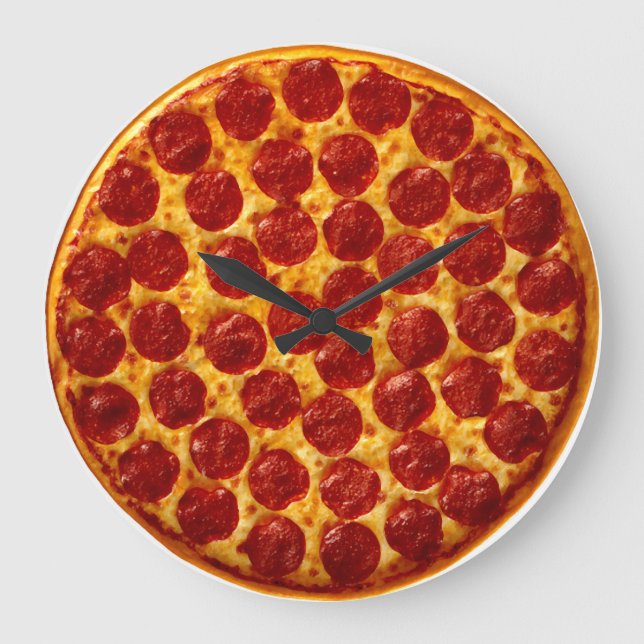 Pepperoni Pizza Time Stor Klocka (Framsida)