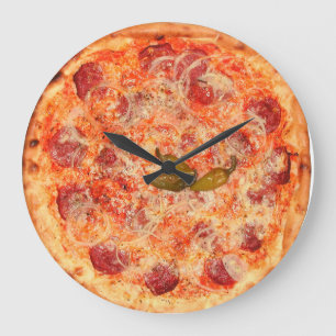 Pepperoni Pizza Time Stor Klocka