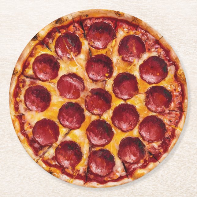 Pepperoni Pizza Underlägg Papper Rund (Framsidan)