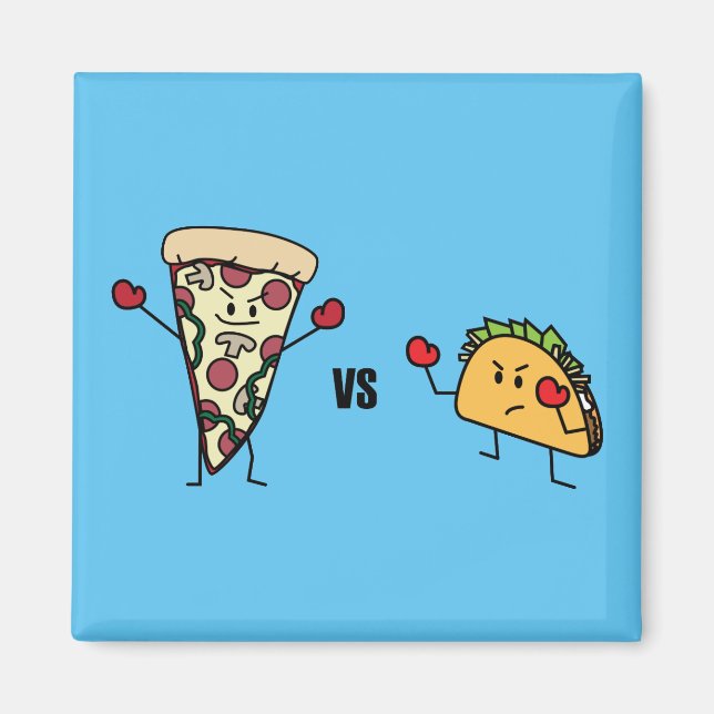 Pepperoni Pizza VS Taco: Mexikanska kontra italien Magnet (Framsidan)